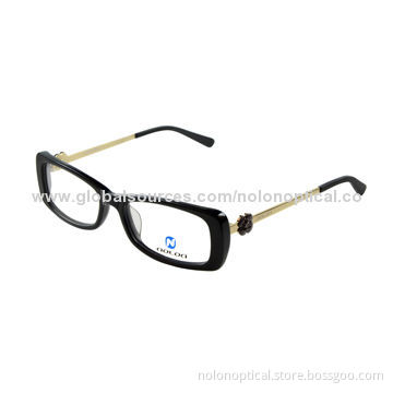Fashion Acetate Optical Frames with Metal Temple of Nice Metal Trim